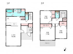 桶川市坂田東、新築一戸建ての間取り画像です