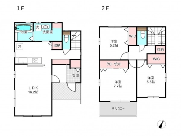 桶川市坂田東、新築一戸建ての間取り画像です