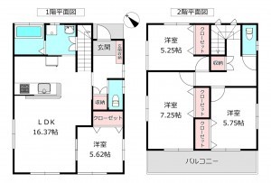 桶川市上日出谷南、中古一戸建ての間取り画像です