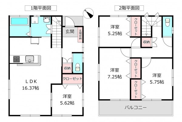 桶川市上日出谷南、中古一戸建ての間取り画像です