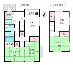 北本市二ツ家、中古一戸建ての間取り画像です