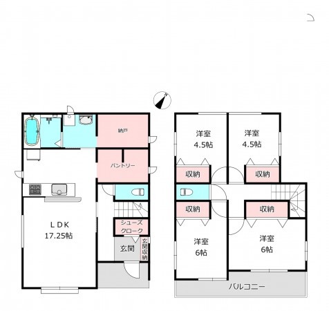 北本市宮内、新築一戸建ての間取り画像です