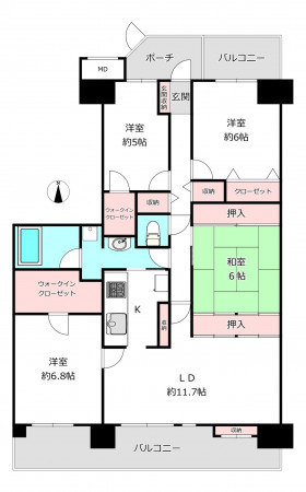 北本市東間、マンションの間取り画像です