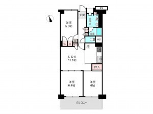 北本市二ツ家、マンションの間取り画像です