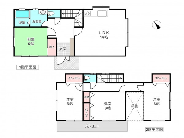 北本市中丸、中古一戸建ての間取り画像です