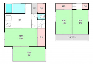 桶川市、中古一戸建ての間取り画像です