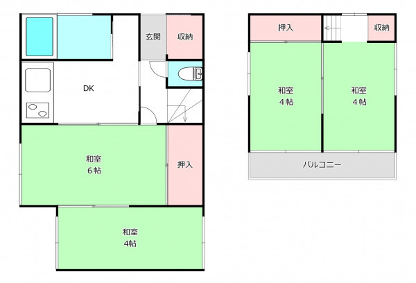 桶川市、中古一戸建ての間取り画像です