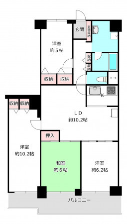 北本市深井、マンションの間取り画像です