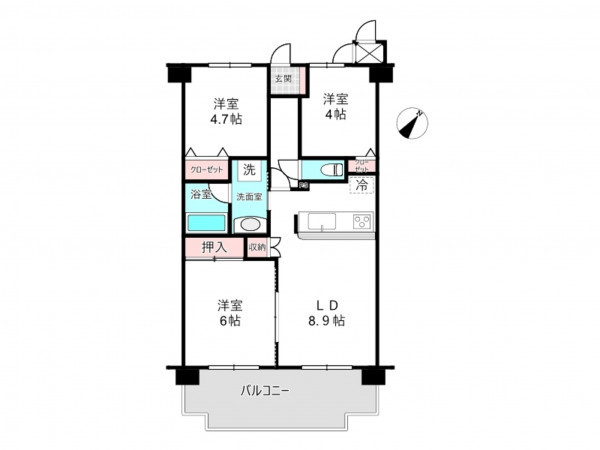 北本市中央、マンションの間取り画像です