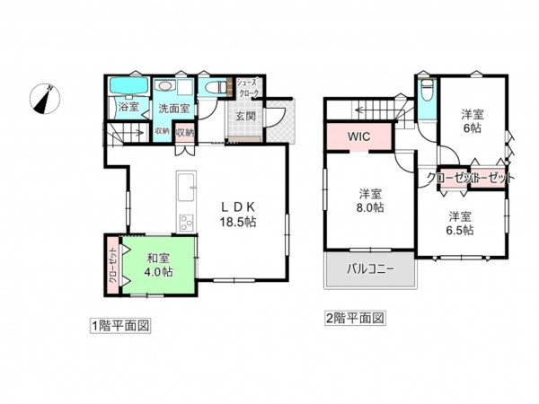 桶川市坂田西、新築一戸建ての間取り画像です