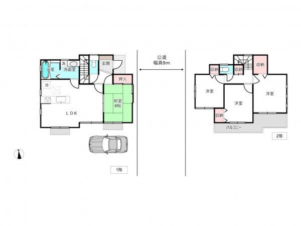 桶川市、中古一戸建ての間取り画像です
