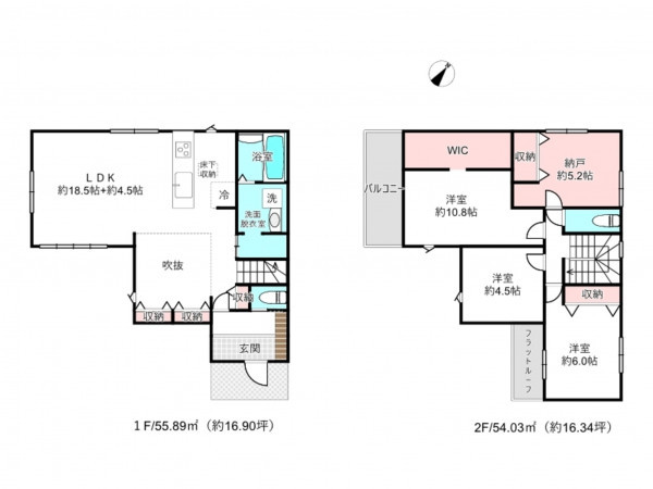 桶川市北、新築一戸建ての間取り画像です