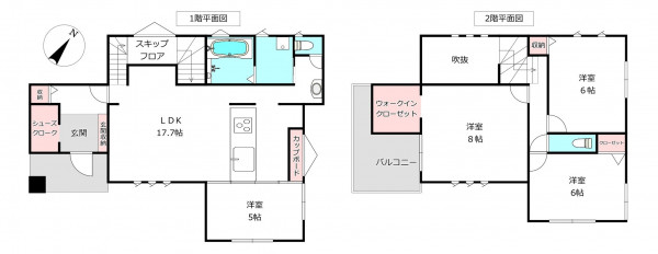 桶川市坂田西、新築一戸建ての間取り画像です