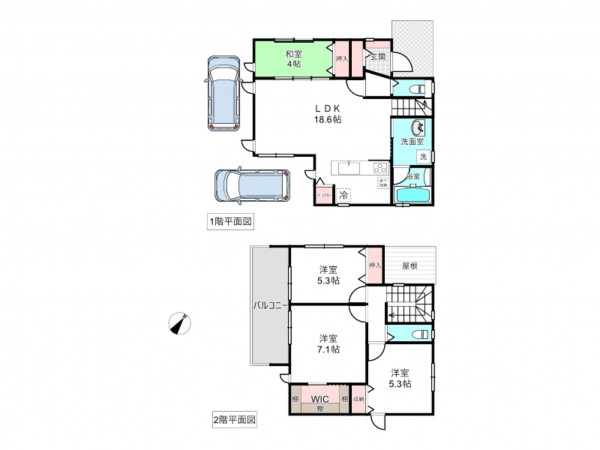 北本市中丸、新築一戸建ての間取り画像です