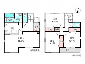 桶川市、新築一戸建ての間取り画像です