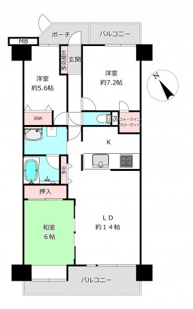 北本市東間、マンションの間取り画像です