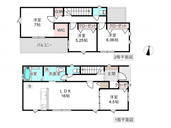 桶川市泉、新築一戸建ての間取り画像です