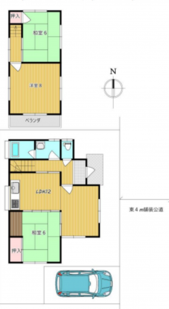 桶川市、中古一戸建ての間取り画像です