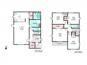 桶川市泉、新築一戸建ての間取り画像です