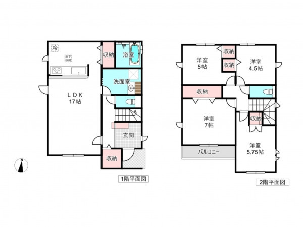 桶川市泉、新築一戸建ての間取り画像です