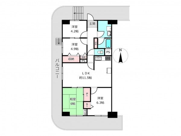 北本市深井、収益物件/マンションの間取り画像です