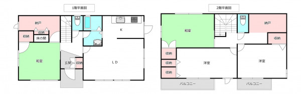 北本市中丸、中古一戸建ての間取り画像です