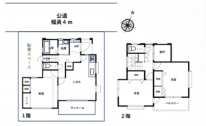 北本市中丸、中古一戸建ての間取り画像です