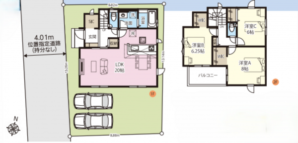 北本市石戸、新築一戸建ての間取り画像です