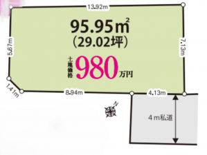 北本市東間、土地の間取り画像です