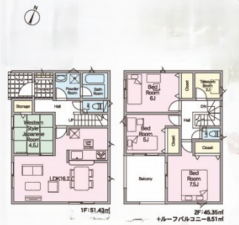北本市二ツ家、新築一戸建ての間取り画像です