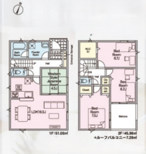 北本市二ツ家、新築一戸建ての間取り画像です