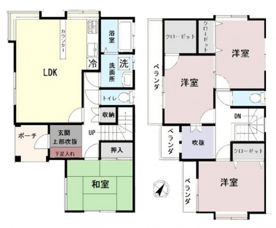 北本市本宿、中古一戸建ての間取り画像です
