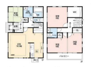 北本市二ツ家、中古一戸建ての間取り画像です
