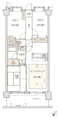 北本市本宿、マンションの間取り画像です