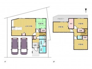 清須市西枇杷島町北二ツ杁、新築一戸建ての間取り画像です