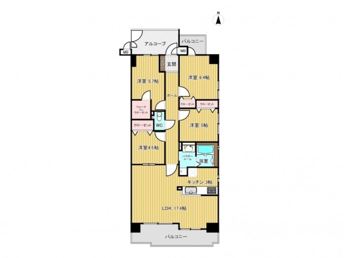 稲沢市長束町、マンションの間取り画像です