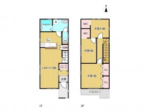 あま市七宝町川部、新築一戸建ての間取り画像です