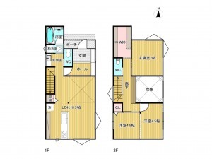 稲沢市駅前、新築一戸建ての間取り画像です