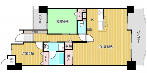 北名古屋市鹿田天王山、マンションの間取り画像です