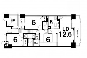 北名古屋市鹿田天王山、マンションの間取り画像です