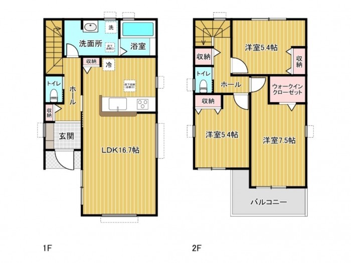 北名古屋市石橋、新築一戸建ての間取り画像です