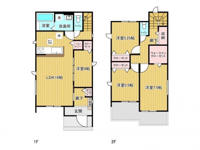 北名古屋市中之郷、新築一戸建ての間取り画像です
