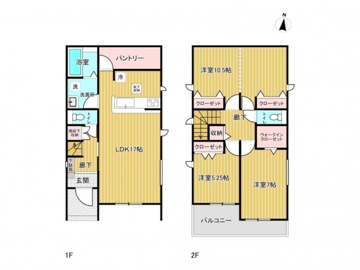 北名古屋市中之郷、新築一戸建ての間取り画像です