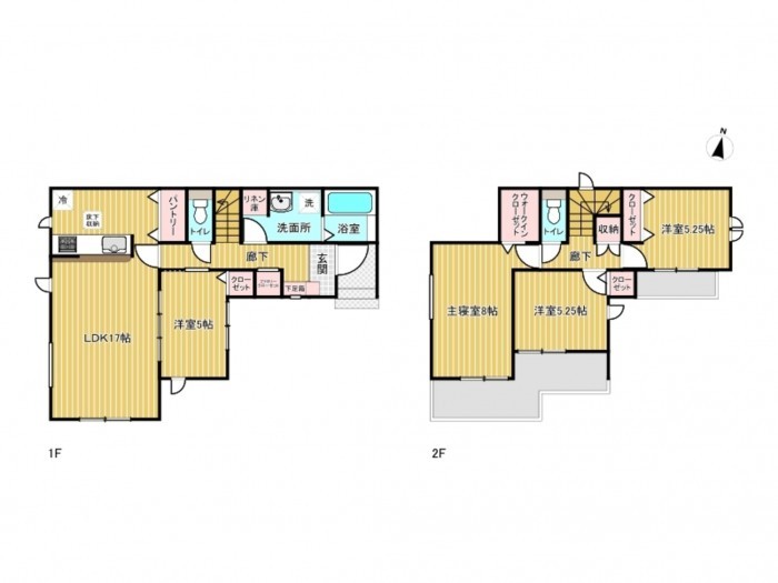 北名古屋市中之郷、新築一戸建ての間取り画像です