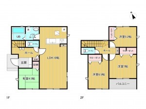 あま市七宝町川部、新築一戸建ての間取り画像です