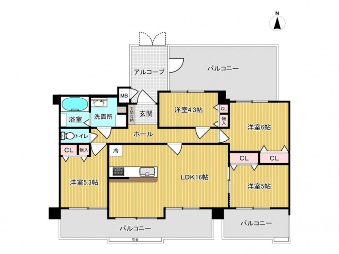 稲沢市正明寺、マンションの間取り画像です