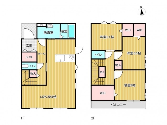 清須市清洲、中古一戸建ての間取り画像です