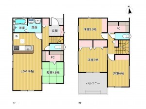 あま市七宝町鷹居、新築一戸建ての間取り画像です