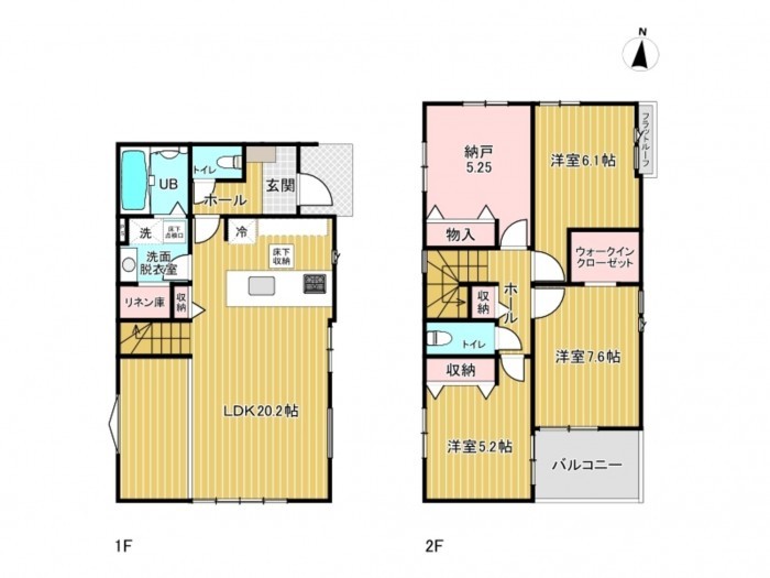 稲沢市稲沢町、新築一戸建ての間取り画像です
