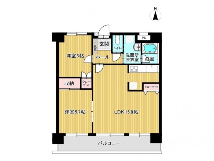 清須市西堀江、マンションの間取り画像です
